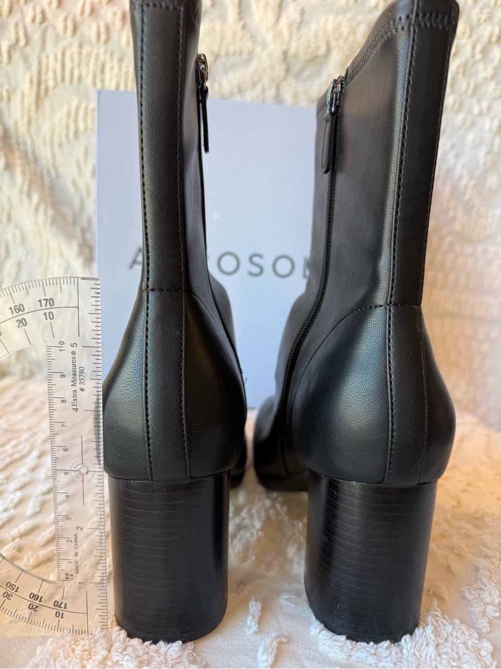 AEROSOLES Black Block Heel Mid-Calf Boots 705 - Picture 3 of 4